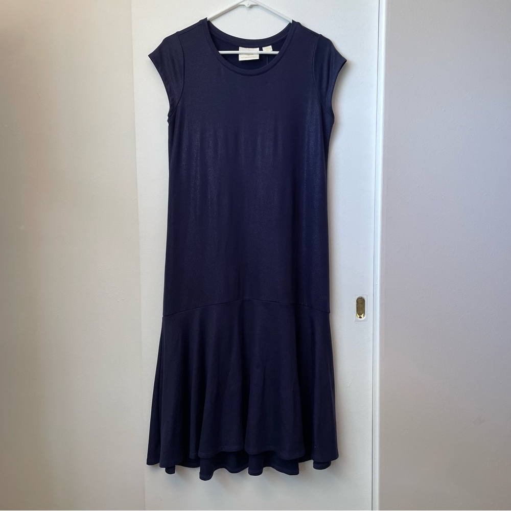 Maeve by Anthropologie Navy Shimmer Midi Dress